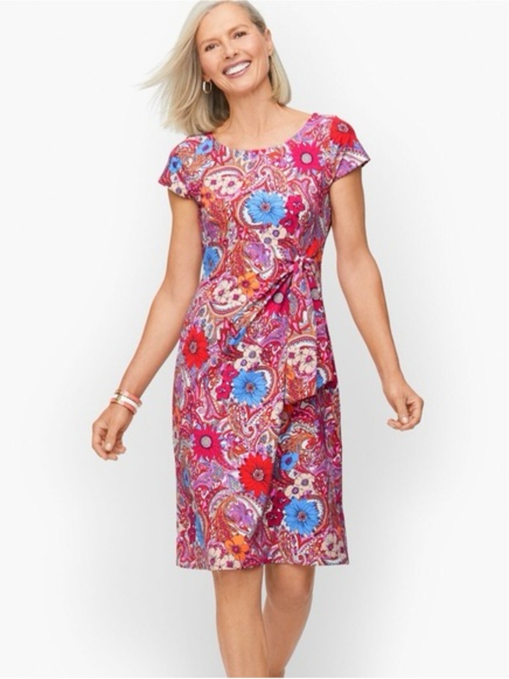 Talbots 3X Petite RARE: Pink Floral Knot-Front Dress & matching cropped Sweater